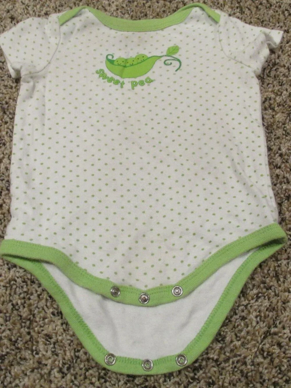 Circo One Piece Bodysuit Infant Girls Size 6M Green White Polka Dot Sweet Pea